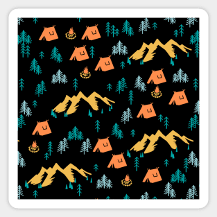 Night Pine Forest Camping Trip Sticker